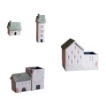 Holy Island Cottage Cement House Set of Four Flower Pots and Ornaments
