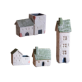 Holy Island Cottage Cement House Set of Four Flower Pots and Ornaments