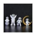 Astronaut on Sateboard Ornaments Four Piece Set - Silver