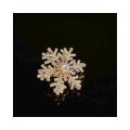 Snowflake Zircon Rotatable Three-dimensional Brooch - Pink and Gold