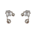 Silver Transparent Alloy Steel Stud Earrings