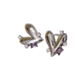 Cold style zircon heart-shaped earrings