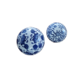 A set of two blue and white porcelain buoyant ceramic balls