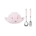 Rabbit shaped double bowl with fork and spoon