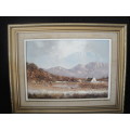 Beautiful signed "Rural Cape Dutch Farm" scene painting by well known South African artist Jacobi