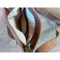 Genuine leather light-brown sling handbag - lined 26cm x 21cm