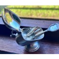 Cute small silver-plated salt holder with spoon
