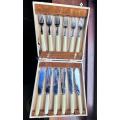 Beautiful chrome-plated set of 6 fish knives and forks