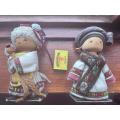 Set of 3 handmade wooden Chinese ethnic dolls