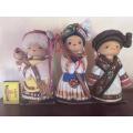 Set of 3 handmade wooden Chinese ethnic dolls