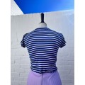 Striped blue and white crop top t-shirt (size small RT)