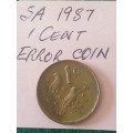 South Africa 1987 1 cent ERROR coin