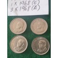 7 x South African 5 cent coins (1965 and 1968)