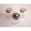 Sterling and Crystal Glass Miniature Picnic Travelling Cruet Set Salt Pepper Pots 1900-40 France EUC