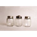 Sterling and Crystal Glass Miniature Picnic Travelling Cruet Set Salt Pepper Pots 1900-40 France EUC