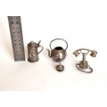 Vintage Metal Miniature Kettle Miniature Beer Stein Miniature Retro Telephone Figurine c.1950-60 EUC
