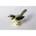 Vintage Blue Tit Titmouse Bird Gloss Figurine H5cm 1960s Germany, Excellent