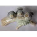 Otagiri OMC Vintage Figurine 3 Blue Grey Baby Bird Chicks On A Branch Japan Porcelain Near Mint