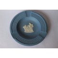 Wedgwood Blue Jasperware Ashtray Pin Dish Trinket Tray Cupid As Oracle England c1950s Near Mint