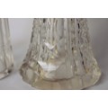 Large English Sterling Silver Top Cut Glass Body Cruet Set Salt Shaker w/ Dressing Bottle c1920s EUC