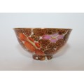 Vintage Gilded Pink, Red, Brown and White Small Chinese Oriental Asian Porcelain Tea Bowl VG