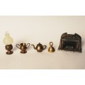 Vintage Solid Brass Dollhouse Miniature Household Items Durham Industries Fireplace, Excellent