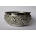 Fine Antique Anglo-Indian Silver Repousse Bowl Kutch Cutch Silver Colonial India 19thC Near Mint