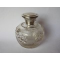 Antique Large Solid Sterling Silver Crystal Perfume Scent Bottle British Silver London c1920 EUC