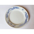 Vintage Blue and White Chinese Porcelain Dragon Dish w. Dragon and Phoenix Flaming Pearl c.1960s EUC