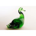 Seguso VdA Bullicante Murano Glass Swan Bird Figurine Deep Emerald Art Glass c 1950s Italy Excellent