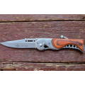 201A Assisted Opening Knife Pocket 440 Blade Wood Handle With LED Light - LAST 3 Available!!