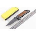 2018 High End DA105 Fast Open Flipper Knife 3Cr13 Titanium Coated Blade Wood Handle - 3 Available!!