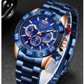 LIGE Men Stainless Steel Chronograph Sport Watch