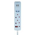 SWITCHED 3 Way  with Dual 2.4A USB Ports, 0.5M . Blue