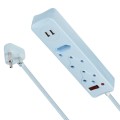 SWITCHED 3 Way  with Dual 2.4A USB Ports, 0.5M . Blue