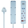 SWITCHED 3 Way  with Dual 2.4A USB Ports, 0.5M . Blue