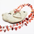 Natural Carnelian & Heart Fashion Necklace