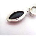 Gorgeous Amethyst, White Onyx, and Black Onyx Drop/Hook Earrings  17.7 gr
