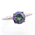 Natural Mystic Topaz Sterling Silver Ring