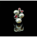 GORGEOUS GENUINE Freshwater Pearl and Garnet Ring
