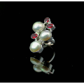 GORGEOUS GENUINE Freshwater Pearl and Garnet Ring