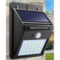 20 LED Solar Power Wall Light, PIR Motion Sensor, Waterproof, Night Sensor & Eco-friendly