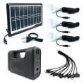 Home Solar System - Battery Control Unit with torch,3 LED Lamps,Solar Panel & 10-in-1 Charging Cable