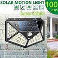 100 LED Waterproof Solar Powered Motion Sensor Wall Light with 270° Wide Angle - 600 Lumen