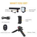 Complete Video Vlogging Kit - Microphone - 36 LED Light - Tripod Phone Holder - Remote Control