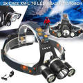 Rechargeable LED 3 x CREE XM-L T6 Headlamp - 3800 Lumen - Adjustable Strap