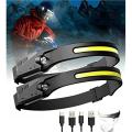 230 Degree COB LED & XPE Lights Headband Headlamp - USB Rechargeable - Wave Induction - 350 Lm
