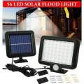 56 LED Solar Powered Motion Sensor Flood Light - 120° Wide Angle - Separate Solar Panel
