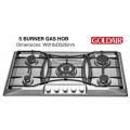 Goldair 5 Burner Gas Hob - Cast Iron Pan Support - Battery Ignition - Stainless Steel Top
