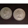 1952 and 1953 Silver Shillings  price for both coins